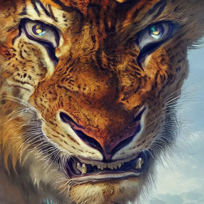 Image similar to the eye of the liger, d & d style, trending on artstation, intricate, highly detailed, vivid painting, colorful, art by greg rutkowski