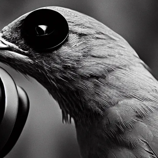 Image similar to a bird wearing headphones