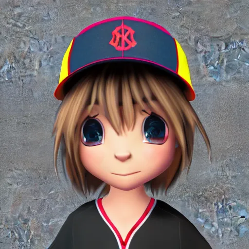 Prompt: profile pic of a chibi skater girl with a baseball cap 3 d render character art 8 k