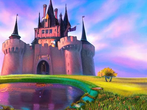 Prompt: a beautiful painting of a castle in a serene landscape, gothic art, 4 k