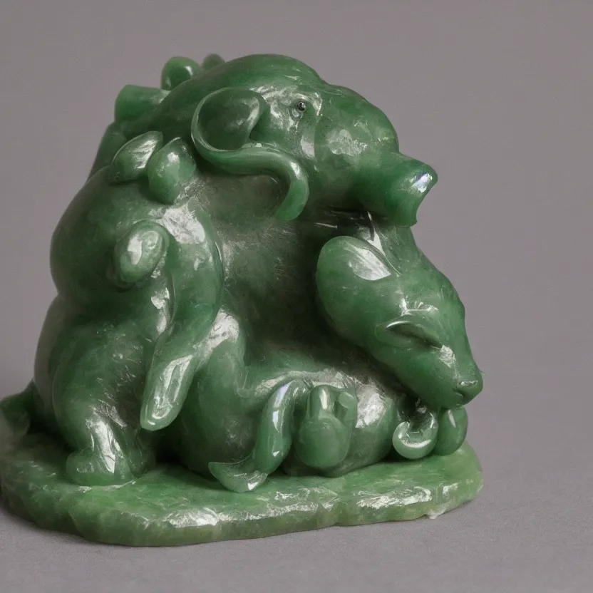 Image similar to carefully crafted jade statue of hedgehog