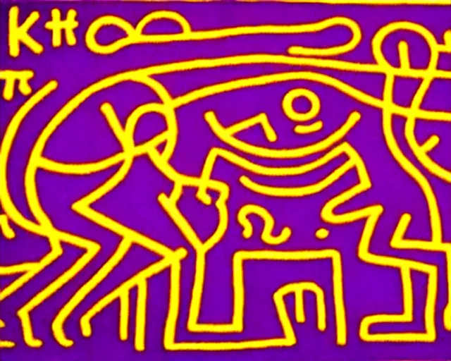 Image similar to lady diana, artwork by keith haring