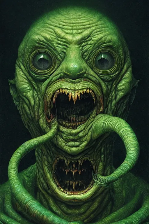 Prompt: perfectly - centered horror portrait - photograph of a brutal scary terrifying ugly monstrous alien goblin creature real life portrait by beksinski and jean delville, slimy pus oozing, unreal engine 5, photorealism, hd quality, 8 k resolution, cinema 4 d,