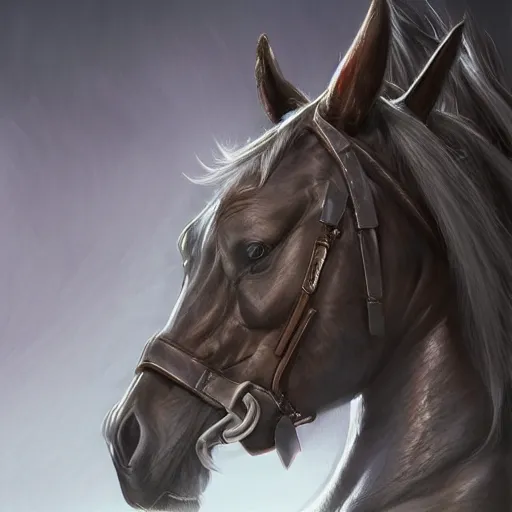 Image similar to a exaggeratedly muscular anthropomorphized horse with a magnificently muscular physique wearing a tight leather armor while protecting a facility, long white mane, equine, anthro art, furaffinity, highly detailed, digital painting, artstation, sharp focus, concept art, illustration, art by artgerm, greg rutkowski, wlop