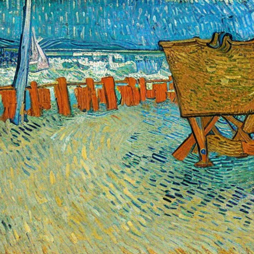 Image similar to van gogh in a bikini