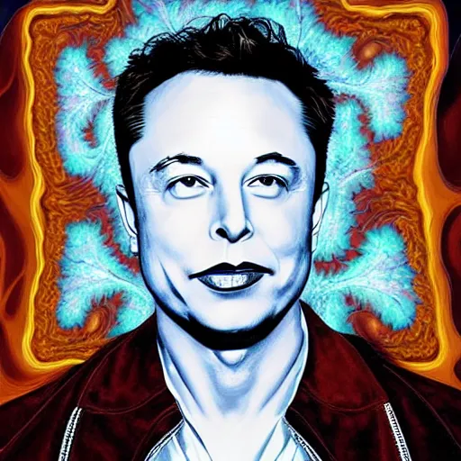 Image similar to Fractal intricate painting of Elon Musk