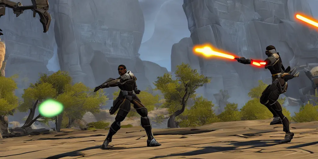 Prompt: screenshot of obama in swtor, heroengine, 4 k