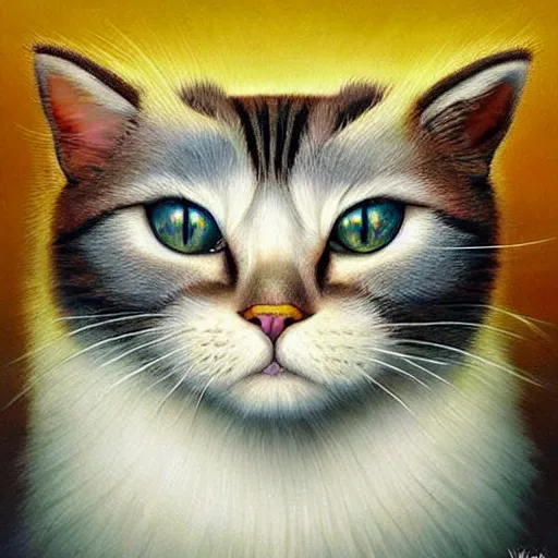 Prompt: the best, most majestic wonderful cat in the universe by vladimir kush