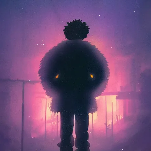 Prompt: the weeknd by studio ghibli, digital art, sharp focus, 4 k, ambient lighting, foggy, neon