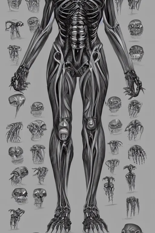 Image similar to symmetry!! full body medusa anatomy concept, medical anatomy, cybernetic limbs, gun metal grey, nano machine, muscular system reference, chrome skeleton, anatomical art, digital art, in the style of amanda lilleston, luka mivsek, bryan christie, ranjit ghosh, artstation, pinterest, deviantart, photoshop, unreal engine