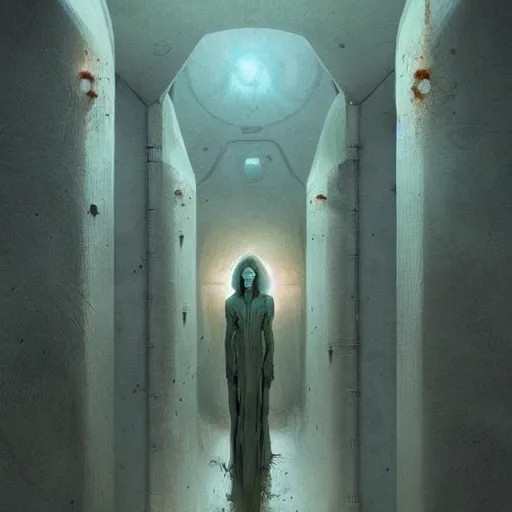 Image similar to rococo science fiction burial chamber hospital filled with cloning vats with indistinct human figures inside, dune concept art by greg rutkowski, zdzisław beksinski, anato finnstark