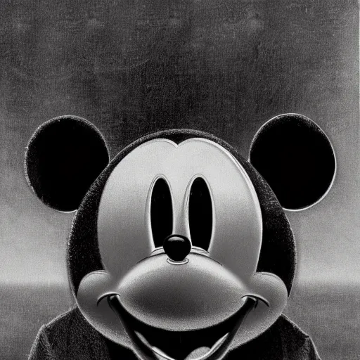 Prompt: realistic photo of mickey mouse designed by HR Giger