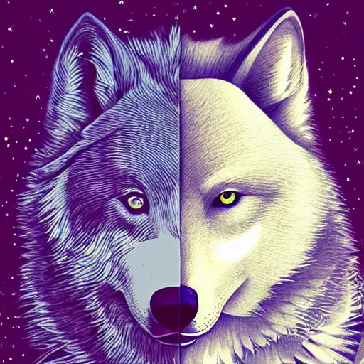 Image similar to Geometric Wolf, moon in the background, intricate, elegant, highly detailed, digital painting, artstation, concept art, smooth, sharp focus, illustration, art by artgerm