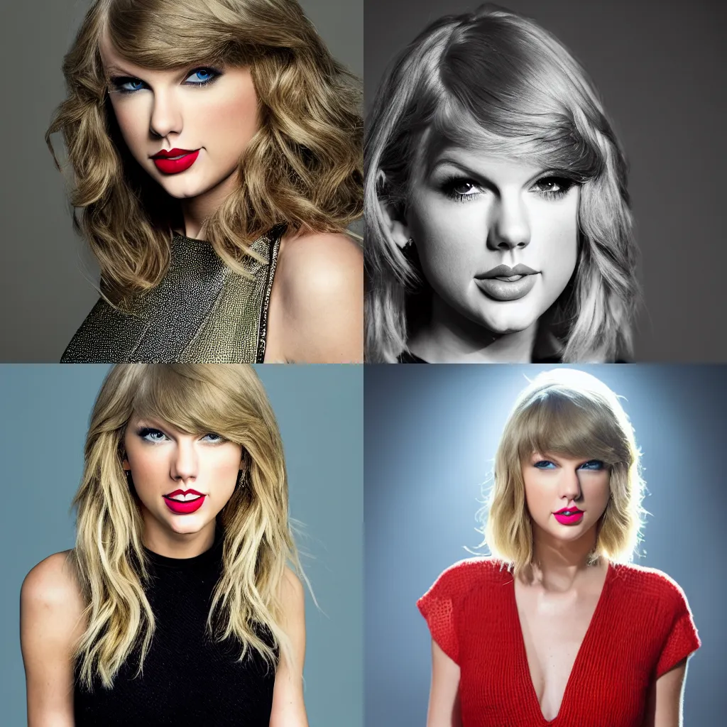 Prompt: portrait photo of Taylor Swift, studio lighting
