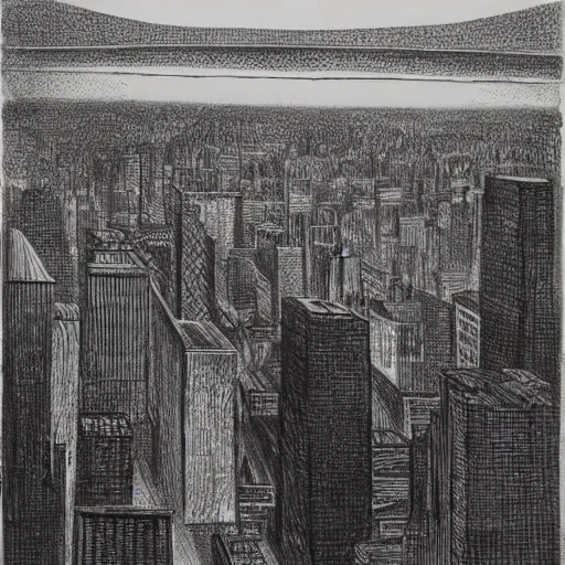 Prompt: view of the world from broadway, drawing, saul steinberg,