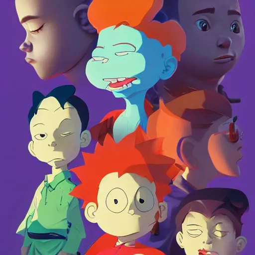 Image similar to face icon stylized minimalist rugrats, loftis, cory behance hd by jesper ejsing, by rhads, makoto shinkai and lois van baarle, ilya kuvshinov, rossdraws global illumination