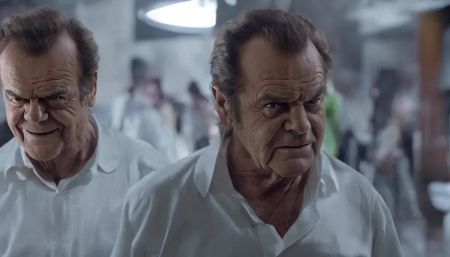 Image similar to young Jack Nicholson in The Avengers (2012), cinematic lighting, cinematography