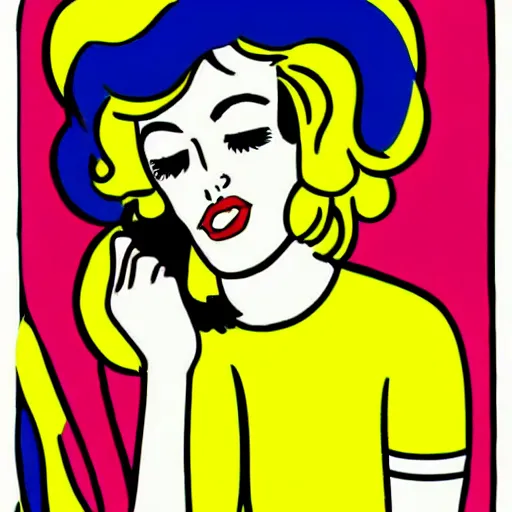 Prompt: romance comic girl crying by roy lichtenstein, pop art,