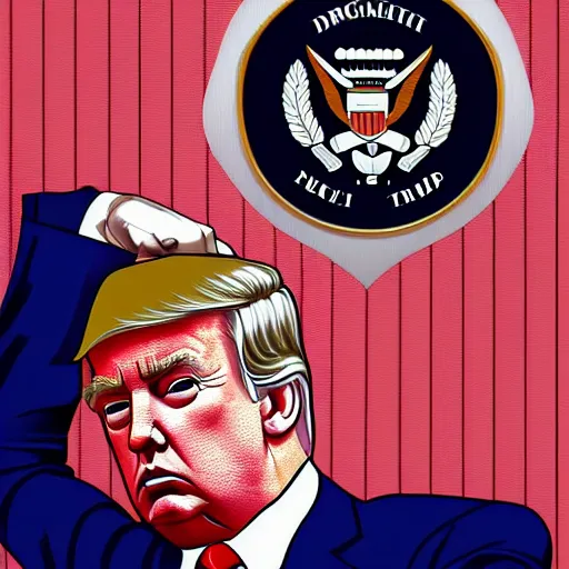 Prompt: fbi arresting donald trump, digital art, in the style of artstation