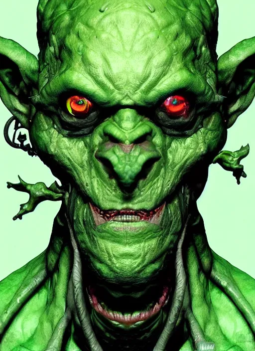 Prompt: portrait of a handsome crazy green skin goblin chemist in a exoskeleton. in style of yoji shinkawa and hyung - tae kim, trending on artstation, dark fantasy, great composition, concept art, highly detailed, dynamic pose, vibrant colours.
