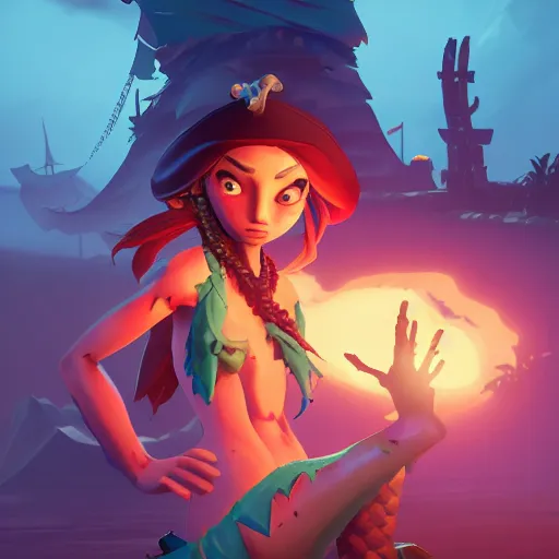 Image similar to jack the pirate mermaid on sea of thieves game avatar hero, behance hd by jesper ejsing, by rhads, makoto shinkai and lois van baarle, ilya kuvshinov, rossdraws global illumination