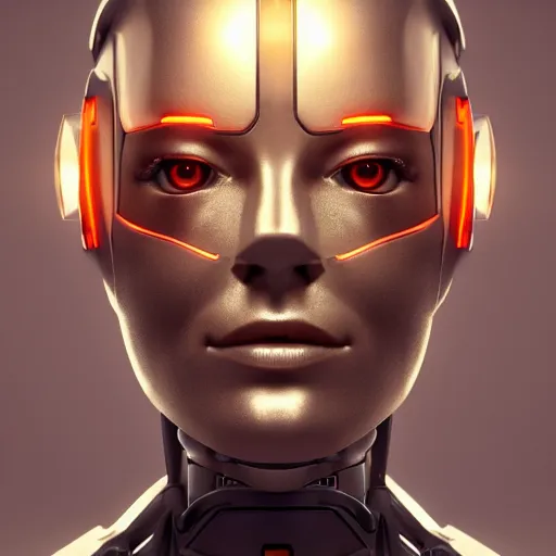 Prompt: centered portrait of a robot, sci fi character concept, science fiction, futuristic, medium shot, symmetrical face, elegant pose, illustration, slender, cinematic lighting, hyperdetailed, cgsociety, 8k, high resolution, single face, insanely detailed and intricate, octane render, golden ratio, vfx, postprocessing,