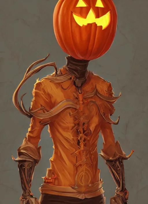 Image similar to tall thin male with a jack - o - lantern for a head, jack pumpkinhead, pumpkin head, full body character concept, art nouveau, super powers, fantasy, intricate, elegant, highly detailed, digital painting, artstation, concept art, shining, sharp focus, illustration, art by stanley lau