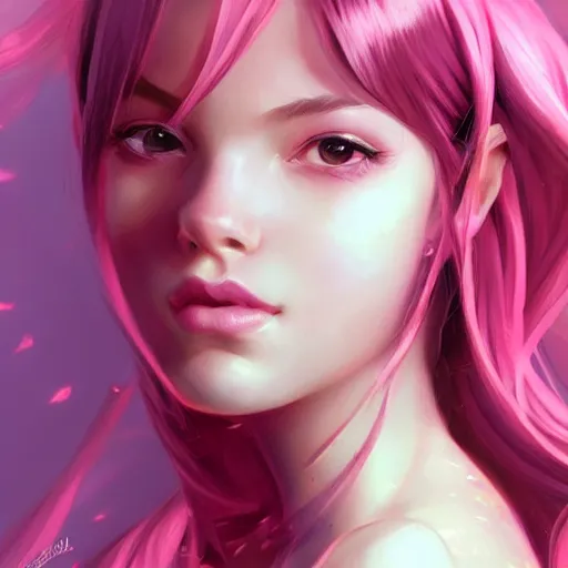 Image similar to teen girl, pink hair, gorgeous, amazing, elegant, intricate, highly detailed, digital painting, artstation, concept art, sharp focus, illustration, art by Ross tran