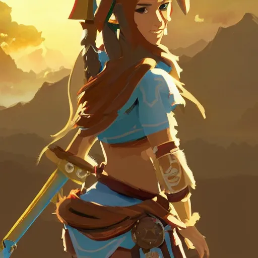 Image similar to jessica alba in the art style of breath of the wild, grimdark dramatic lighting, digital art, intricate, highly detailed, matte painting, fine art