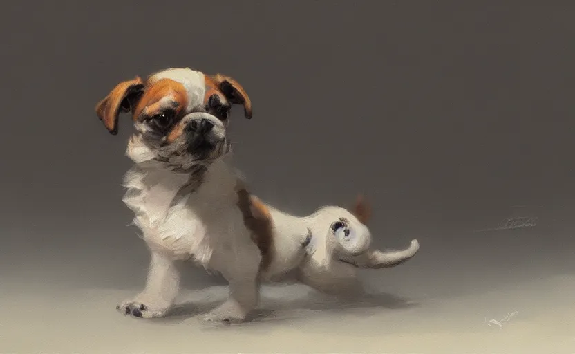 Prompt: A painting of Puppy rubs trending on artstation in the style of Greg Rutkowski