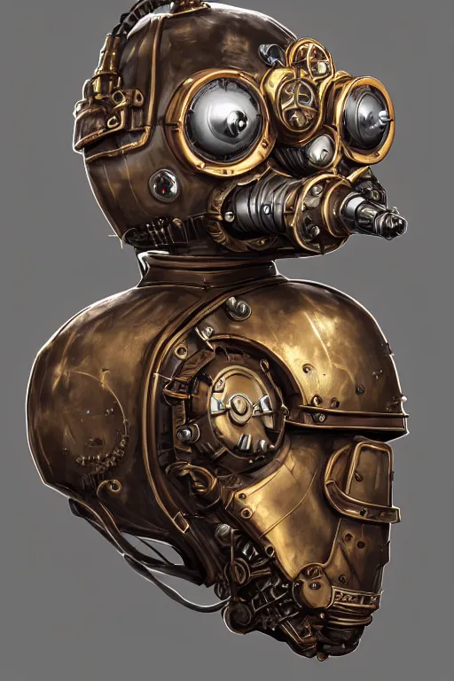 Image similar to steampunk helmet fantasy art mask robot ninja stylized digital illustration sharp focus, elegant intricate digital painting artstation concept art global illumination ray tracing advanced technology chaykin howard and campionpascale and cooke darwyn and davis jack