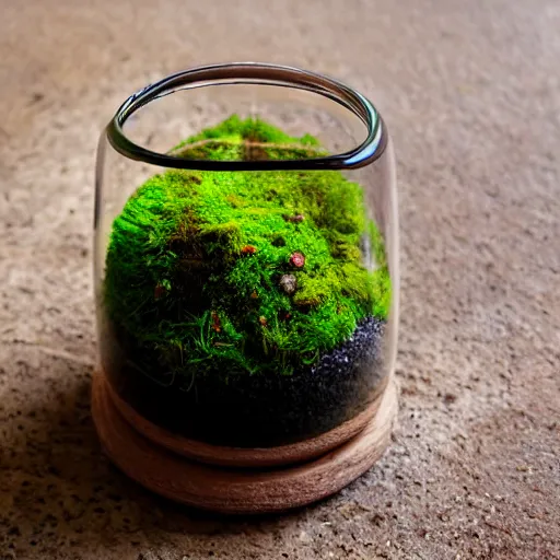 Image similar to moss terrarium, design award, beautiful, 4 k, bokeh