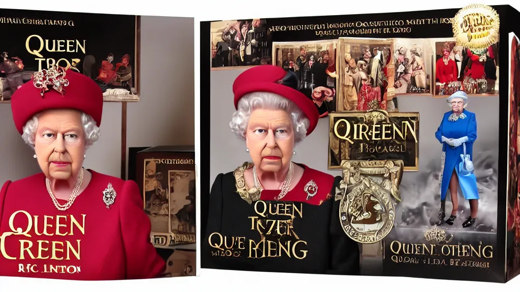 Prompt: queen elizabeth youtube unboxing video thumbnail