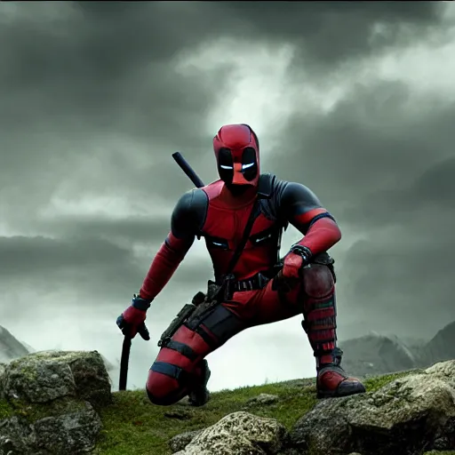 Image similar to Deadpool as a Viking hyper realistic 4K quality
