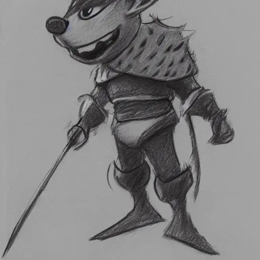 Prompt: milt kahl pencil sketch of a heroic mouse in knight's armor