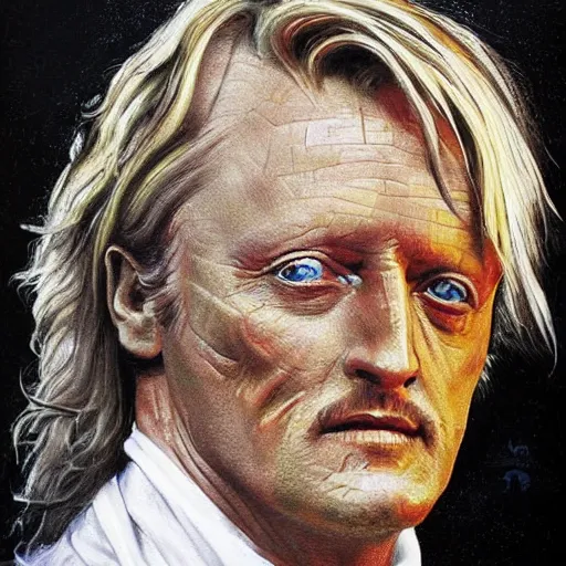 Image similar to portrait of rutger hauer, painting by salvador dali, concept art, masterpiece