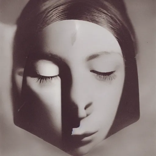 Image similar to girl head and landscape double exposure photography by man ray