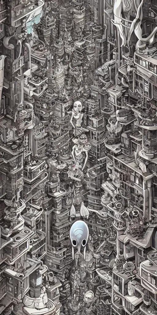 Prompt: crazy alien apartments, extremely detailed, sharp focus, wide view, full body shot, smooth, digital illustration, by james jean, by rossdraws, frank franzzeta, mcbess, sakimichan