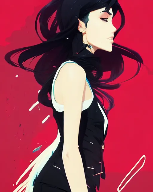 Image similar to a ultradetailed beautiful panting of a stylish woman in a black blazer, by conrad roset, greg rutkowski and makoto shinkai, trending on artstation