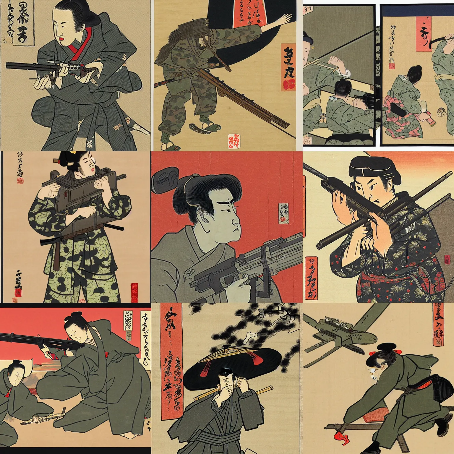 Prompt: call of duty in ukiyo - e style