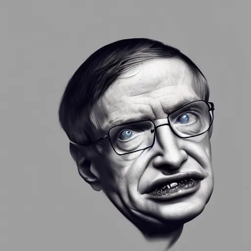 Image similar to tired stephen hawking with dust on his face, realistic, 8 k, extremely detailed, cgi, trending on artstation, hyper - realistic render, by greg rutkowski