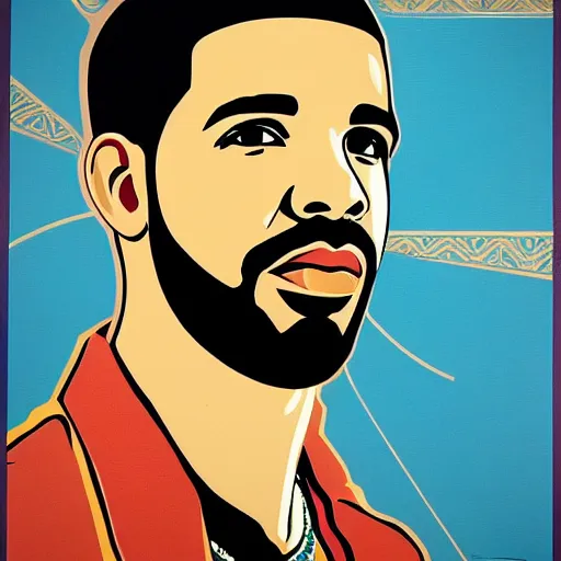 Image similar to Portrait of drake by Shepard Fairey