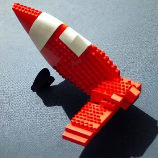 Image similar to lego sculpture of a rocket fish, thoughtful, elegant, real