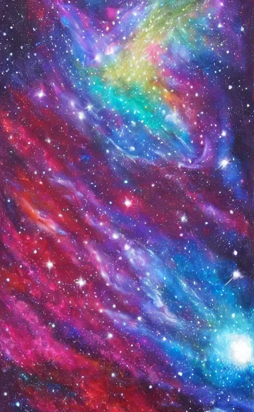Prompt: millie bobby brown galaxy nebula painting