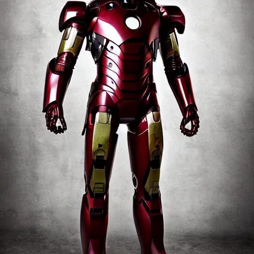 Image similar to ancient rusty medieval iron man suit. studio photography