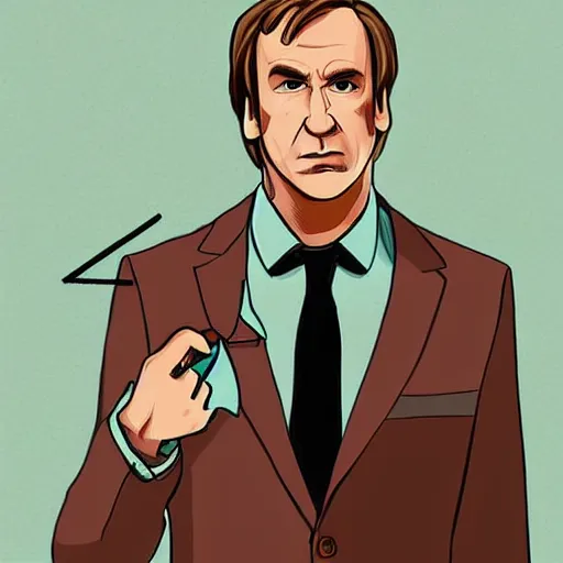 Image similar to Saul Goodman fixing his tie , accurate anatomy, accurate hands, highly detailed, digital art,