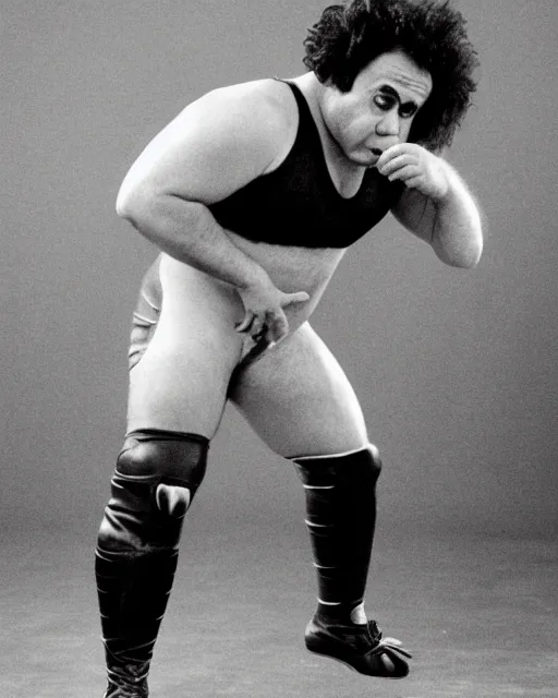 Image similar to danny devito as a wrestler. photographic, photography