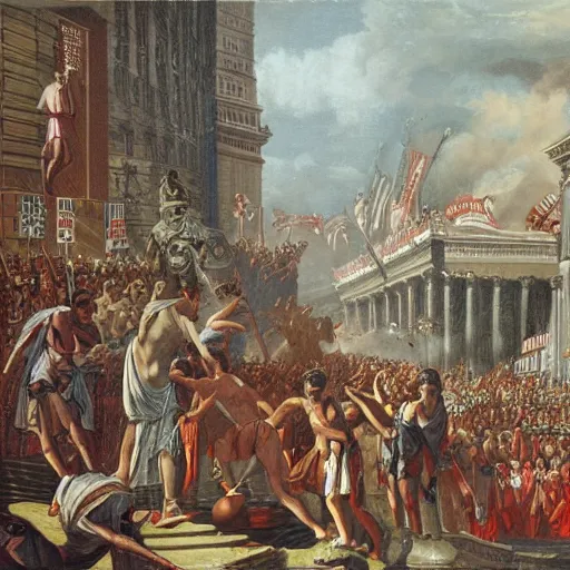 Prompt: the assassination of julius caesar in times square, highly detailed concept art