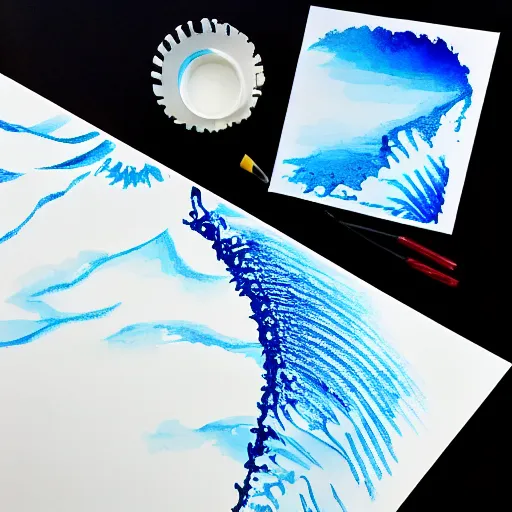 Image similar to a beautiful plotter drawing of the sea, highly detailed, axidraw, blue and white color scheme