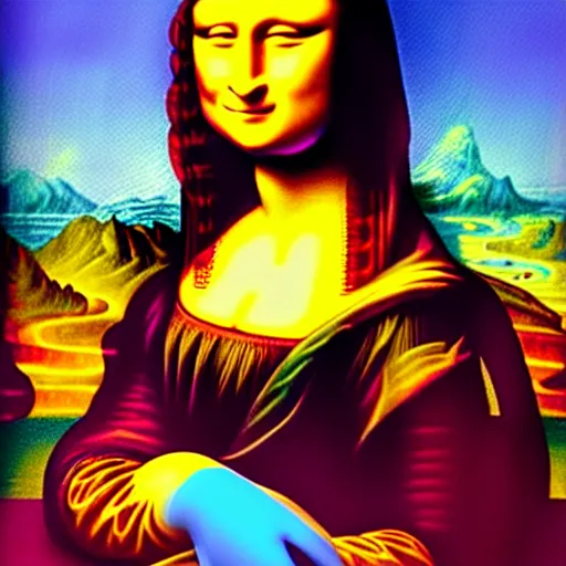 Image similar to mona lisa painted by lisa frank